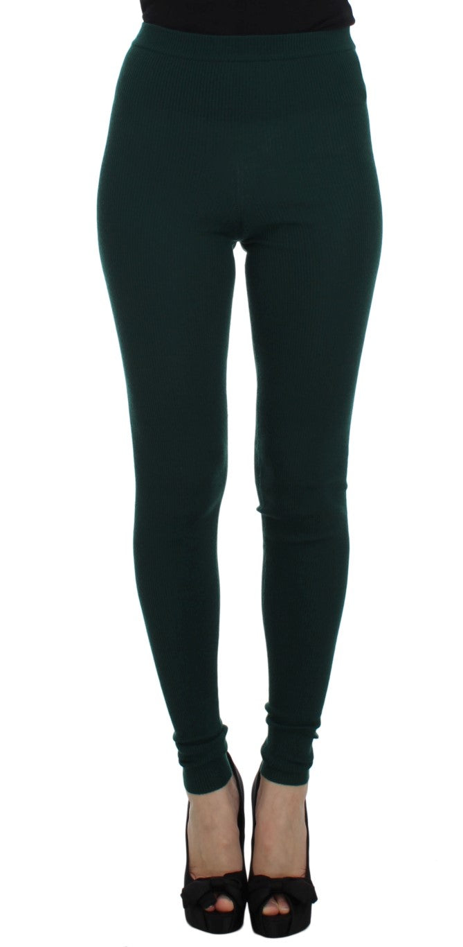Dolce & Gabbana Gröna Cashmere Stretch Tights Byxor