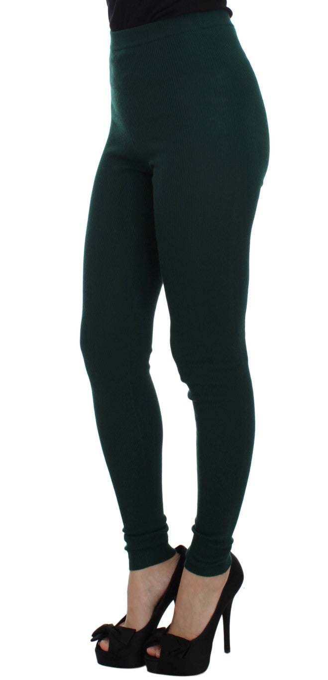Dolce & Gabbana Gröna Cashmere Stretch Tights Byxor