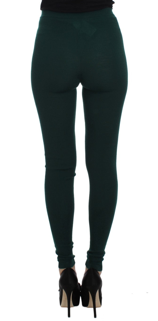 Dolce & Gabbana Gröna Cashmere Stretch Tights Byxor