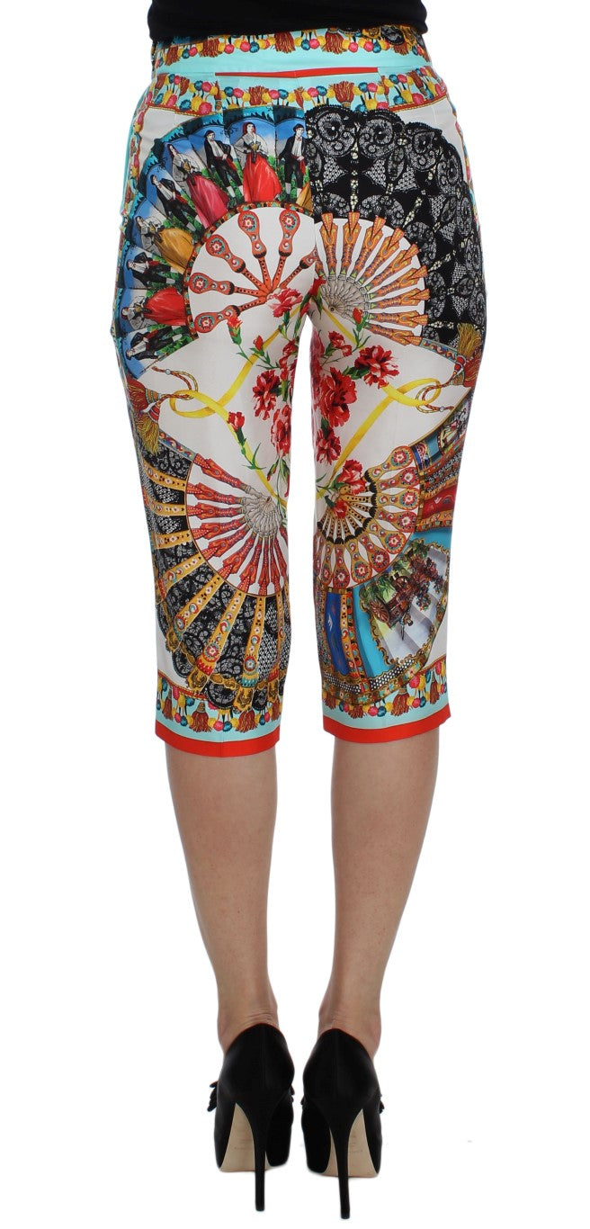 Dolce & Gabbana Flerfärgade Majolica Sicily Sidenbyxor