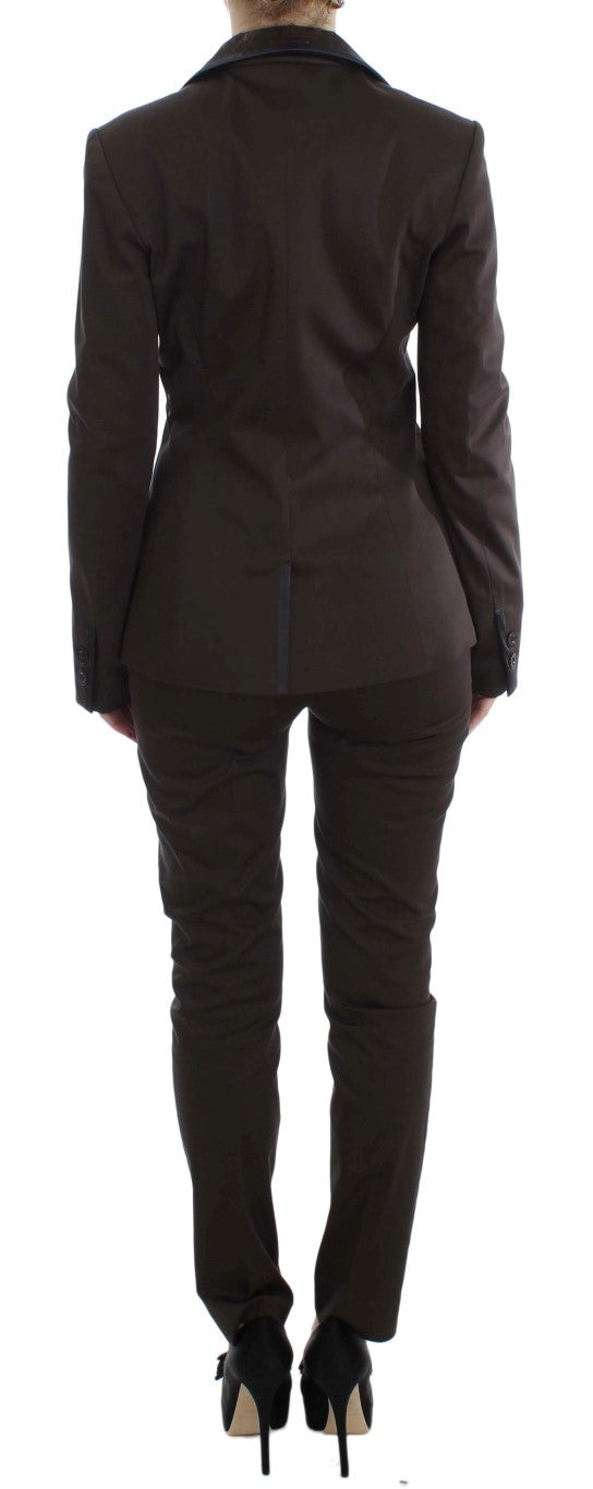 Eksteriør Brun Stretch Dress Med To Knapper