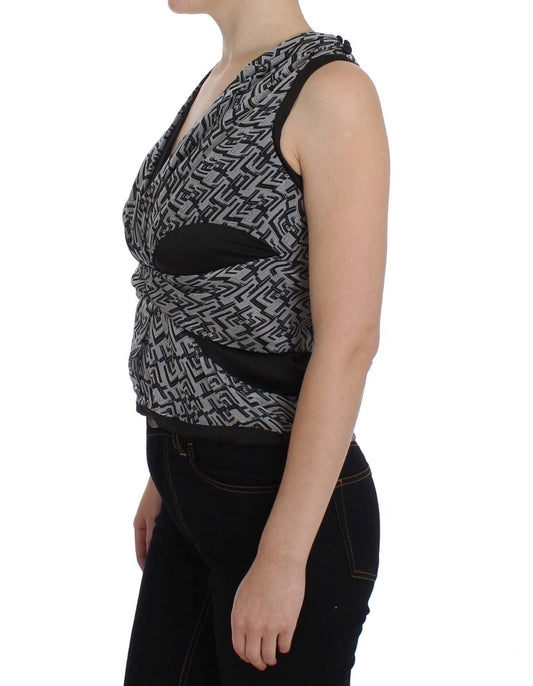 Karl Lagerfeld Grå Svart Sidenblus Topp