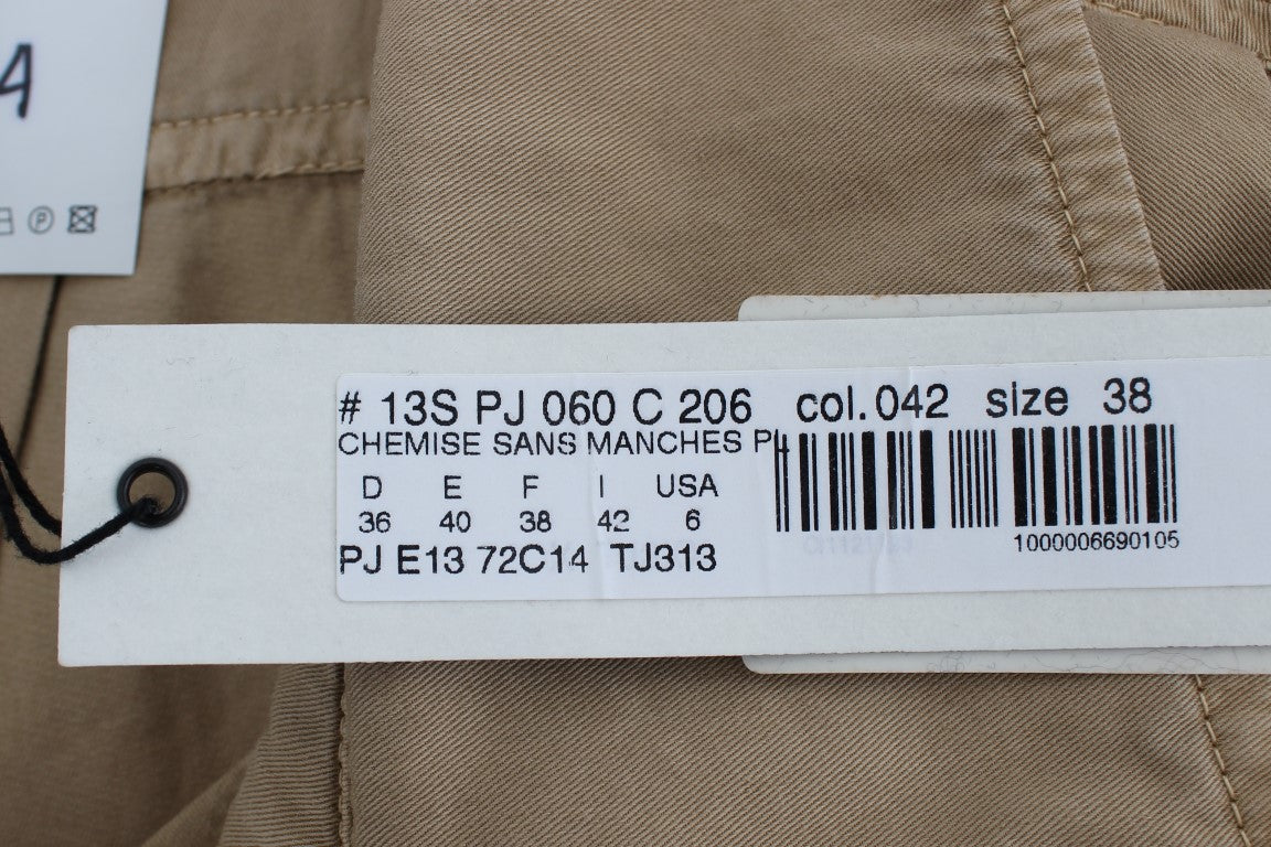 PLEIN SUD Beige Ärmlös Bomullsskjorta