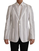 Dolce & Gabbana hvite striper bomullsblazer enkeltspent