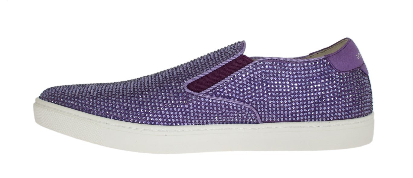 Dolce & Gabbana Lilla Strass Canvas Logo Sneakers