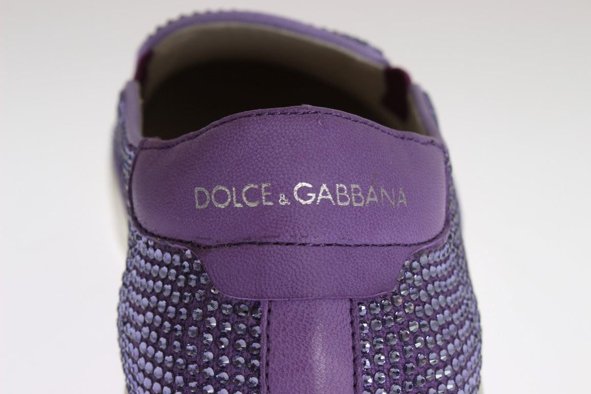 Dolce & Gabbana Lilla Strass Canvas Logo Sneakers