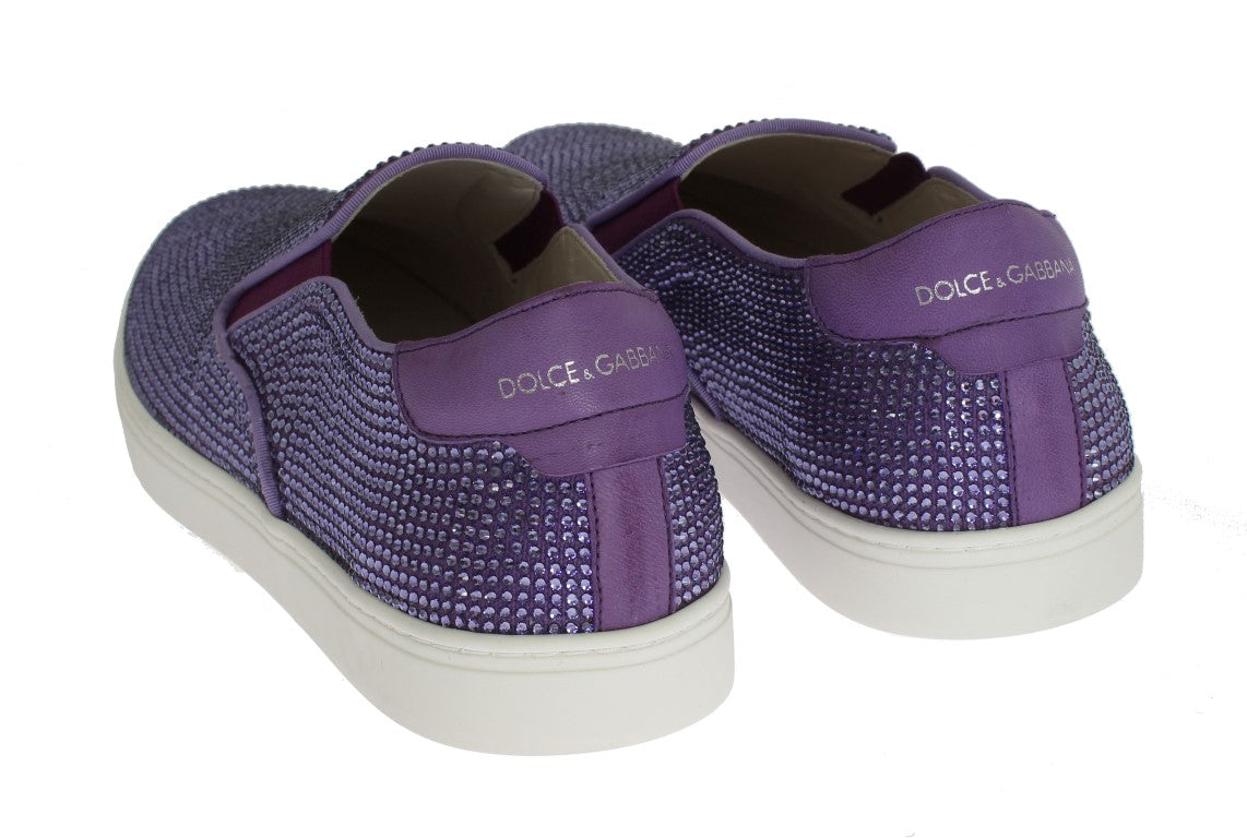 Dolce & Gabbana Lilla Strass Canvas Logo Sneakers
