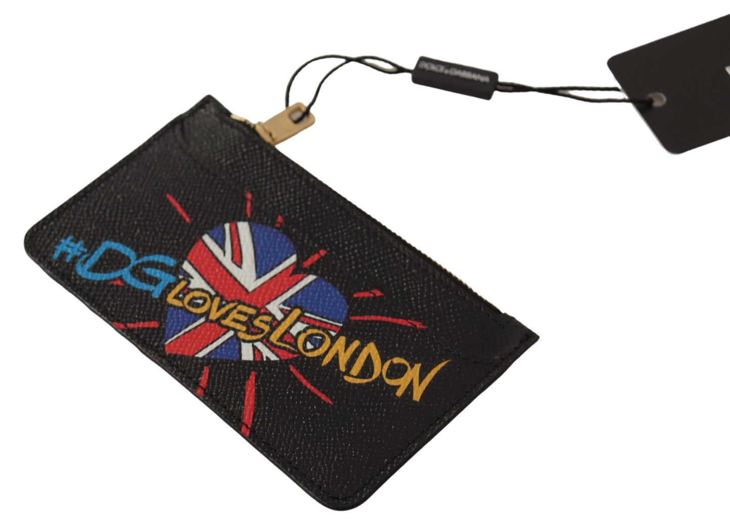 Dolce & Gabbana Svart Läder #DGLovesLondon Dam Korthållare Myntfodral Plånbok
