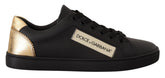 Dolce & Gabbana Svarte Gull Lave Sneakers i Skinn Damesko
