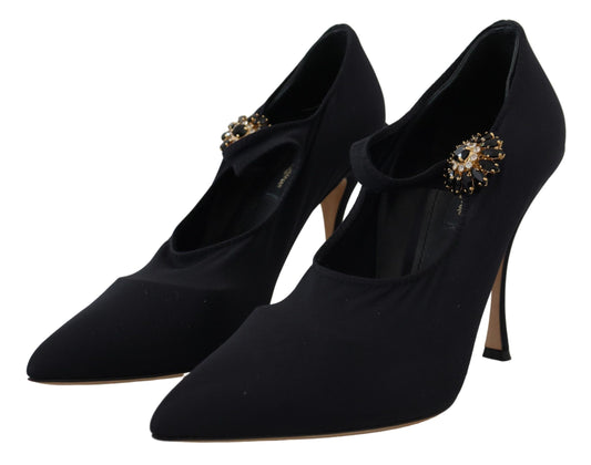 Dolce & Gabbana svarte sokker stretch krystall pumps sko
