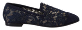 Dolce & Gabbana Blå Blomster Slip Ons Loafers Flate Sko