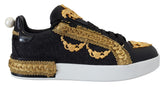Dolce & Gabbana svarte gull barokke Portofino skinnsneakers