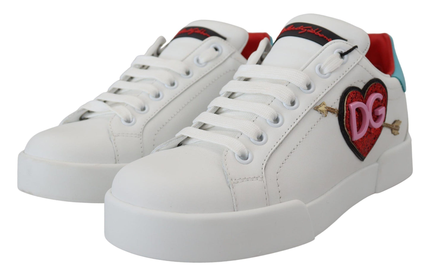 Dolce & Gabbana Vita Lädersneakers Portofino Logo Hjärtskor