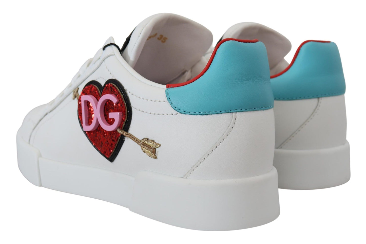 Dolce & Gabbana Vita Lädersneakers Portofino Logo Hjärtskor