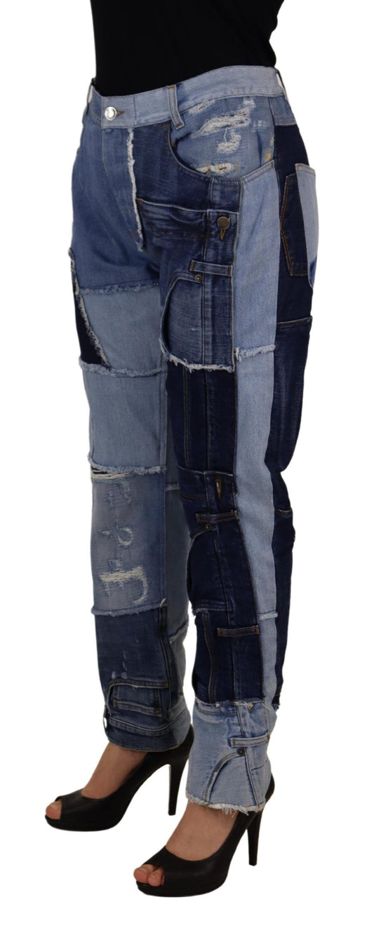 Dolce & Gabbana Flerfärgade Patchwork Högmidjade Jeans
