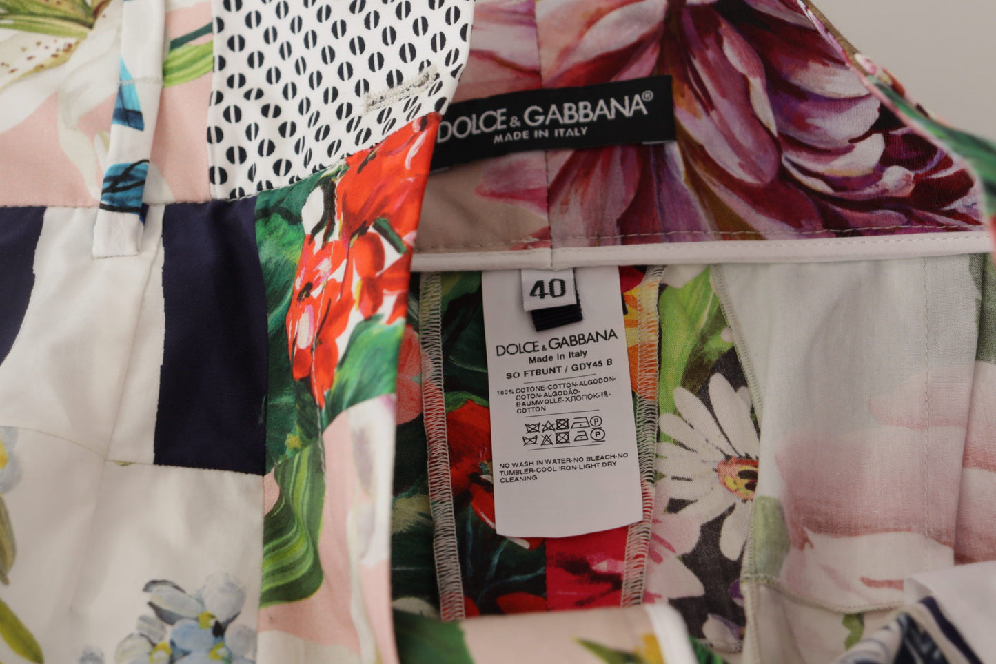 Dolce & Gabbana Flerfärgade Patchwork Högmidjade Bomullsshorts