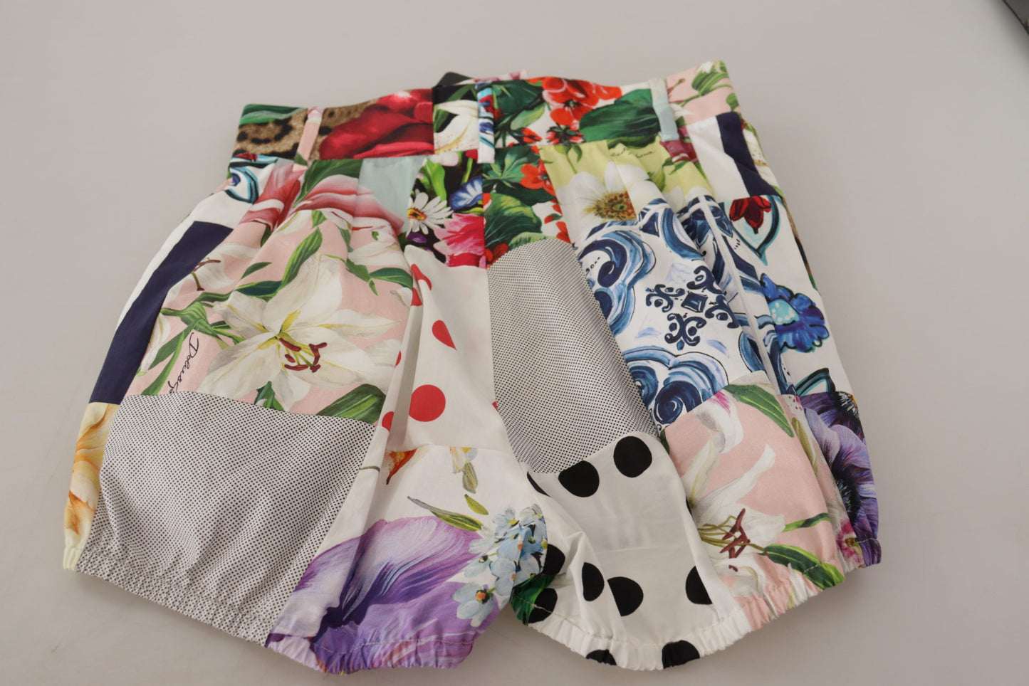 Dolce & Gabbana Flerfärgade Patchwork Högmidjade Bomullsshorts
