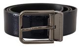 Dolce & Gabbana Blue Patent Leather Vernice Silver Logo Buckle Belt