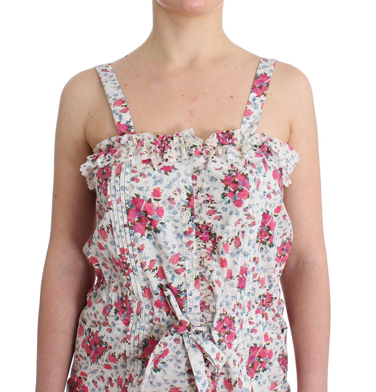 Ermanno Scervino Beachwear Rosa Blommig Strandklänning Kort
