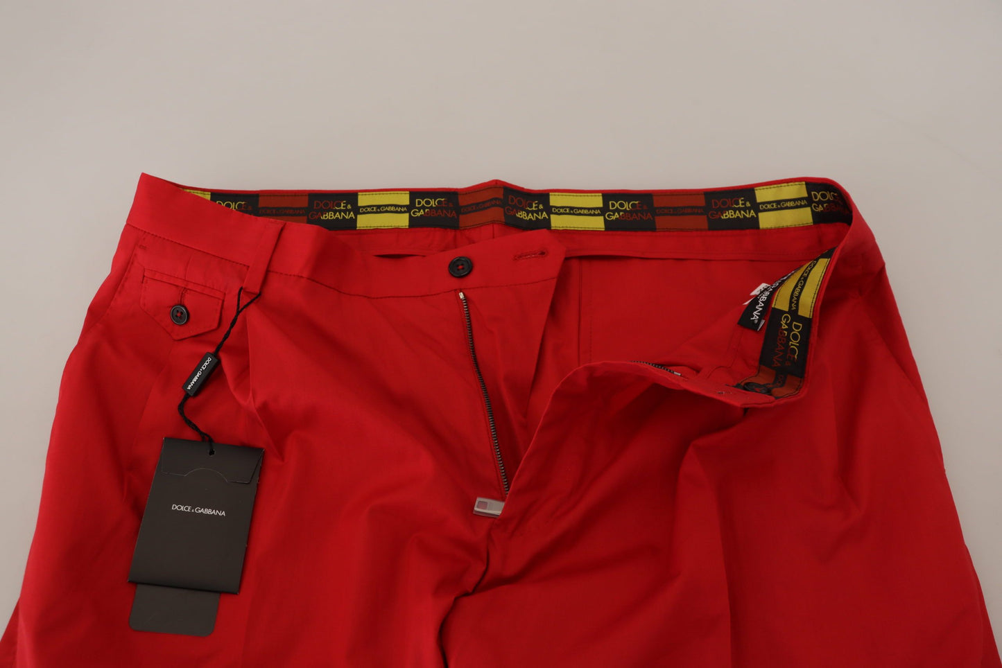 Dolce & Gabbana Röda bomullsbyxor med smal passform Chinosbyxor
