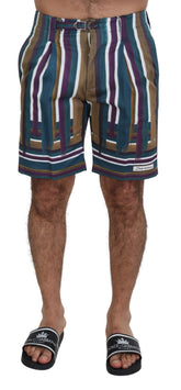 Dolce & Gabbana Flerfargede Stripete Stretch Bomullsshorts