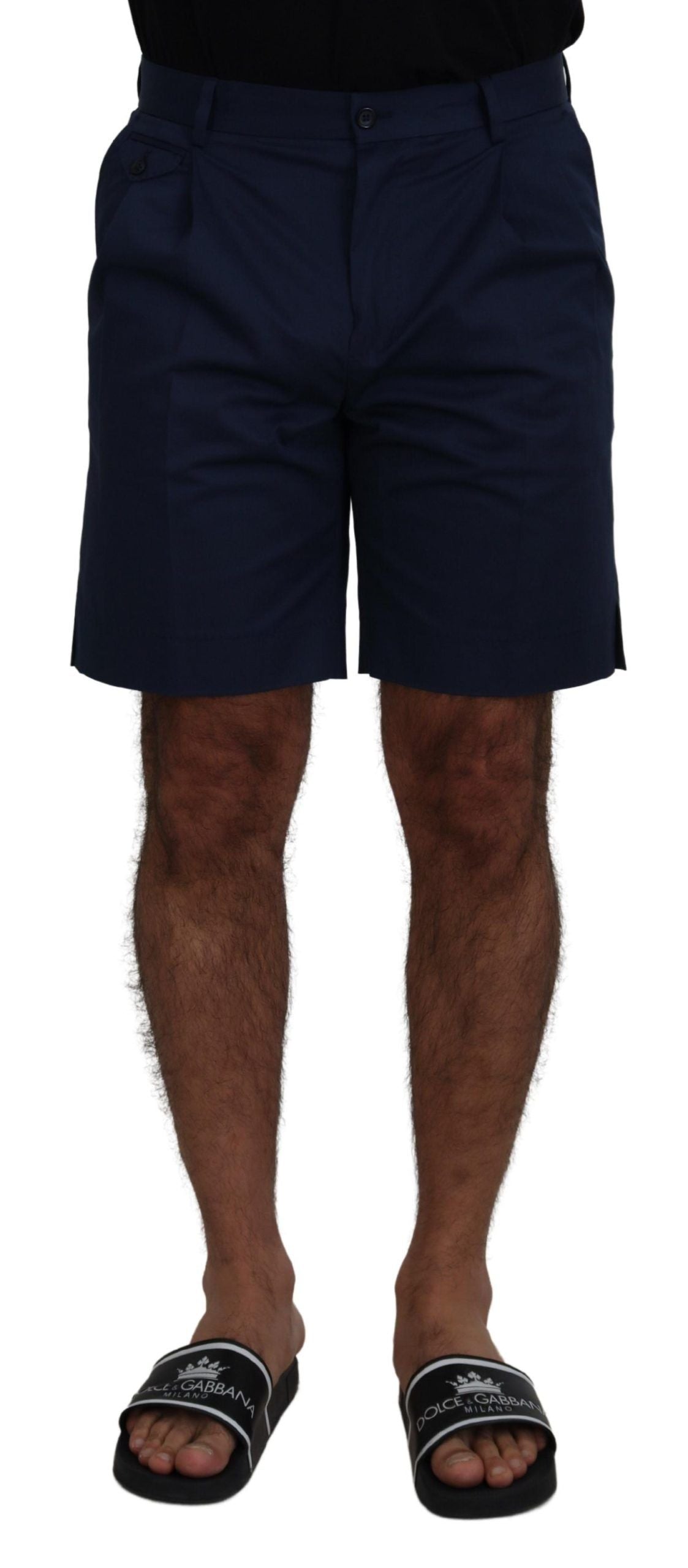 Blå chinos i bomull med stretch och casual-shorts