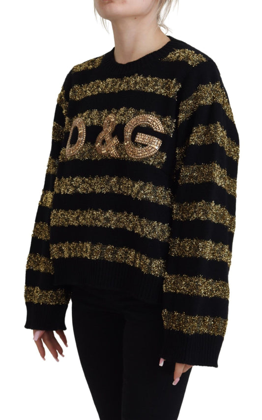 Dolce & Gabbana Black Gold D&G Crystal Cashmere Sweater