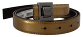 Dolce & Gabbana Gold Leather Silver Square Metal Buckle Belt