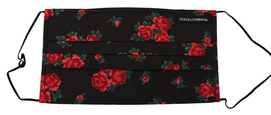 Dolce & Gabbana Svart Blommig Plisserad Elastisk Öronrem En Storlek Ansiktsmask