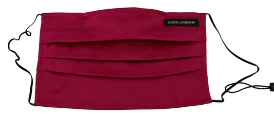 Dolce & Gabbana – Rödbrun sidenplisserad elastisk öronrem – Ansiktsmask i en storlek