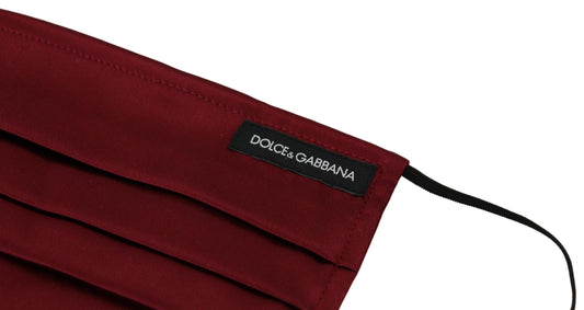 Dolce & Gabbana – Rödbrun sidenplisserad elastisk öronrem – Ansiktsmask i en storlek