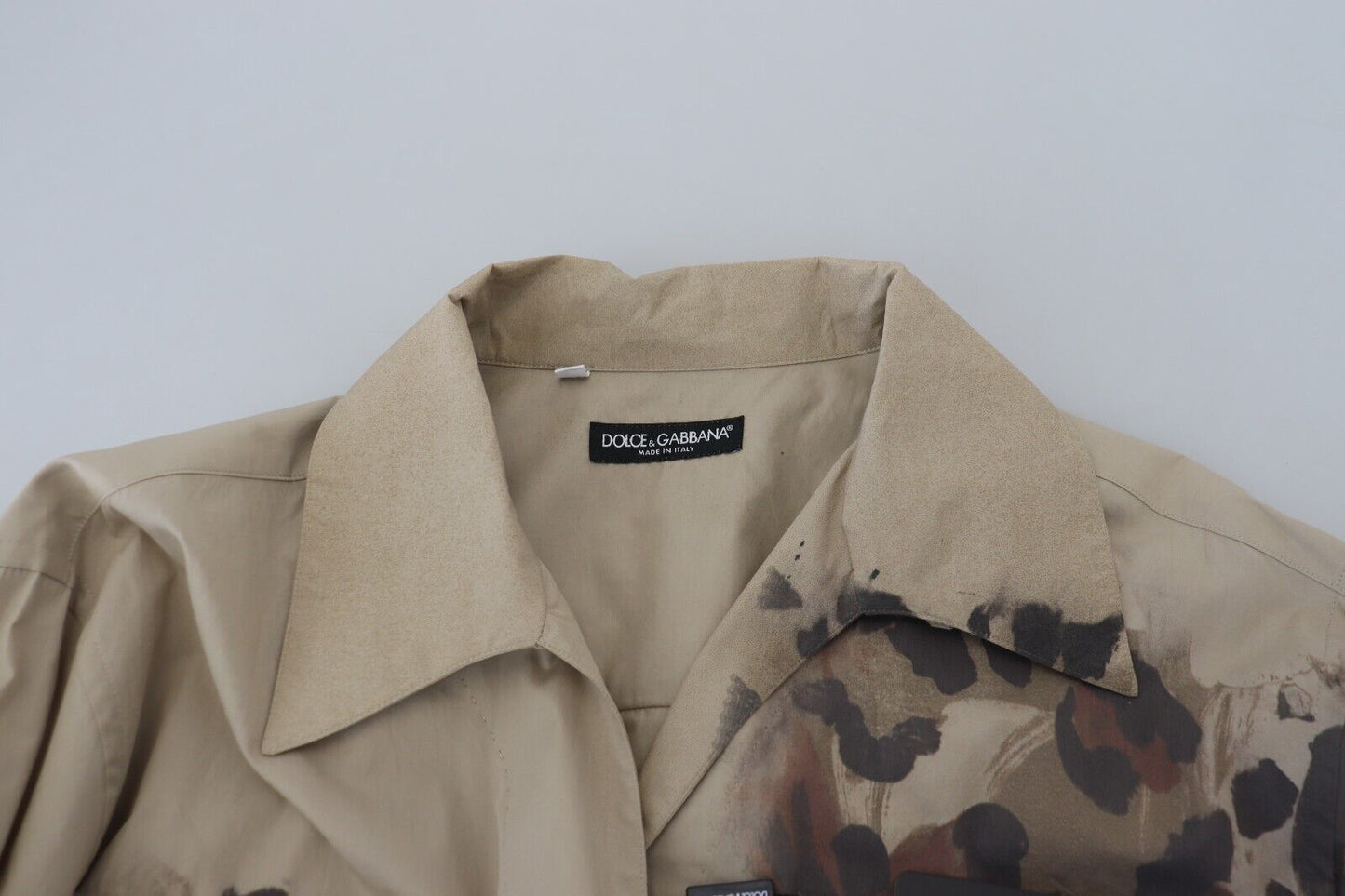 Dolce & Gabbana Beige Kamouflage Bomull Långärmad Skjorta