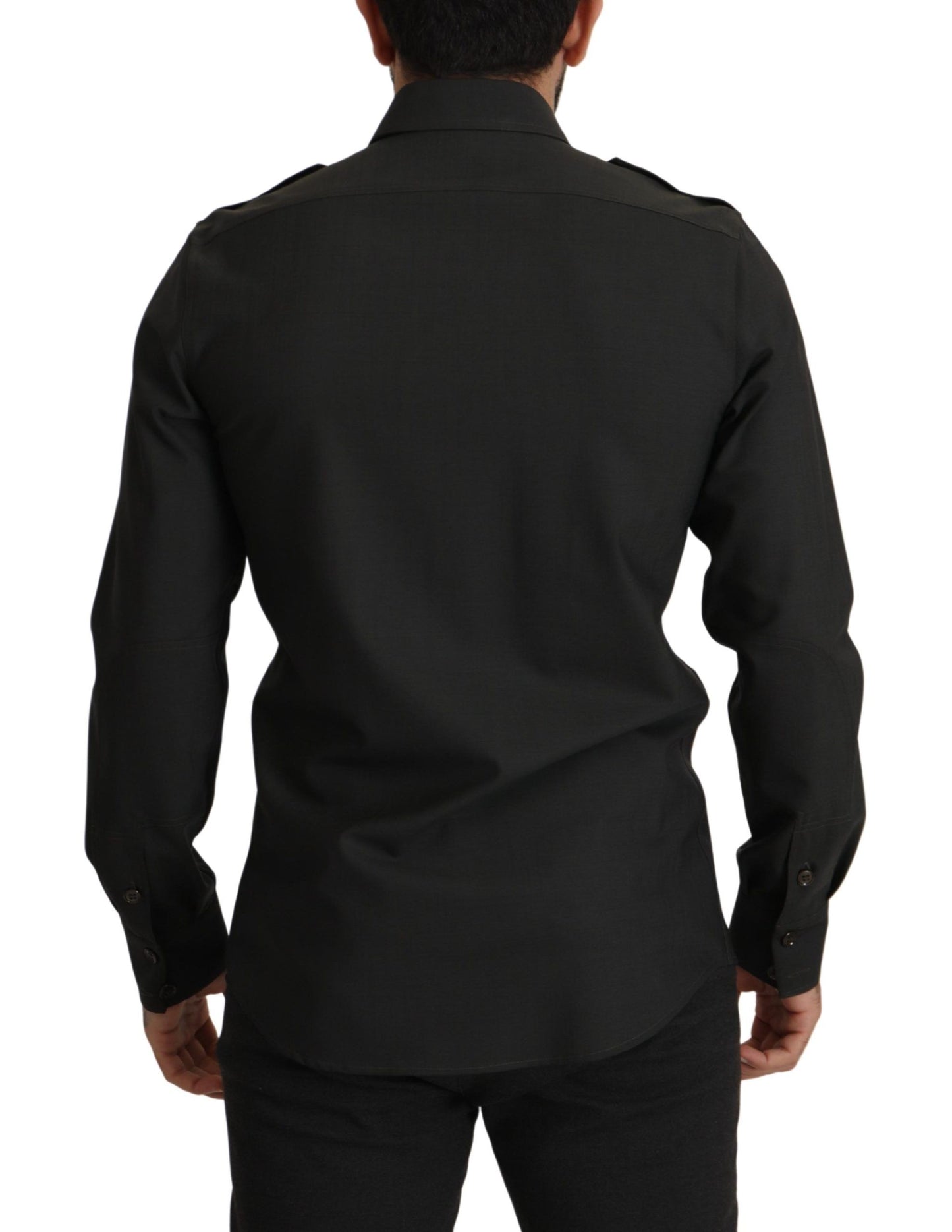 Dolce & Gabbana Mörkgrön Bomull Slim Fit Casual Herrskjorta