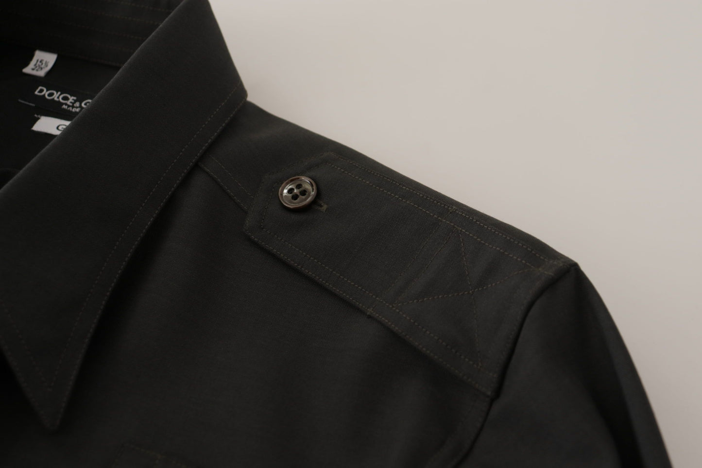 Dolce & Gabbana Mörkgrön Bomull Slim Fit Casual Herrskjorta