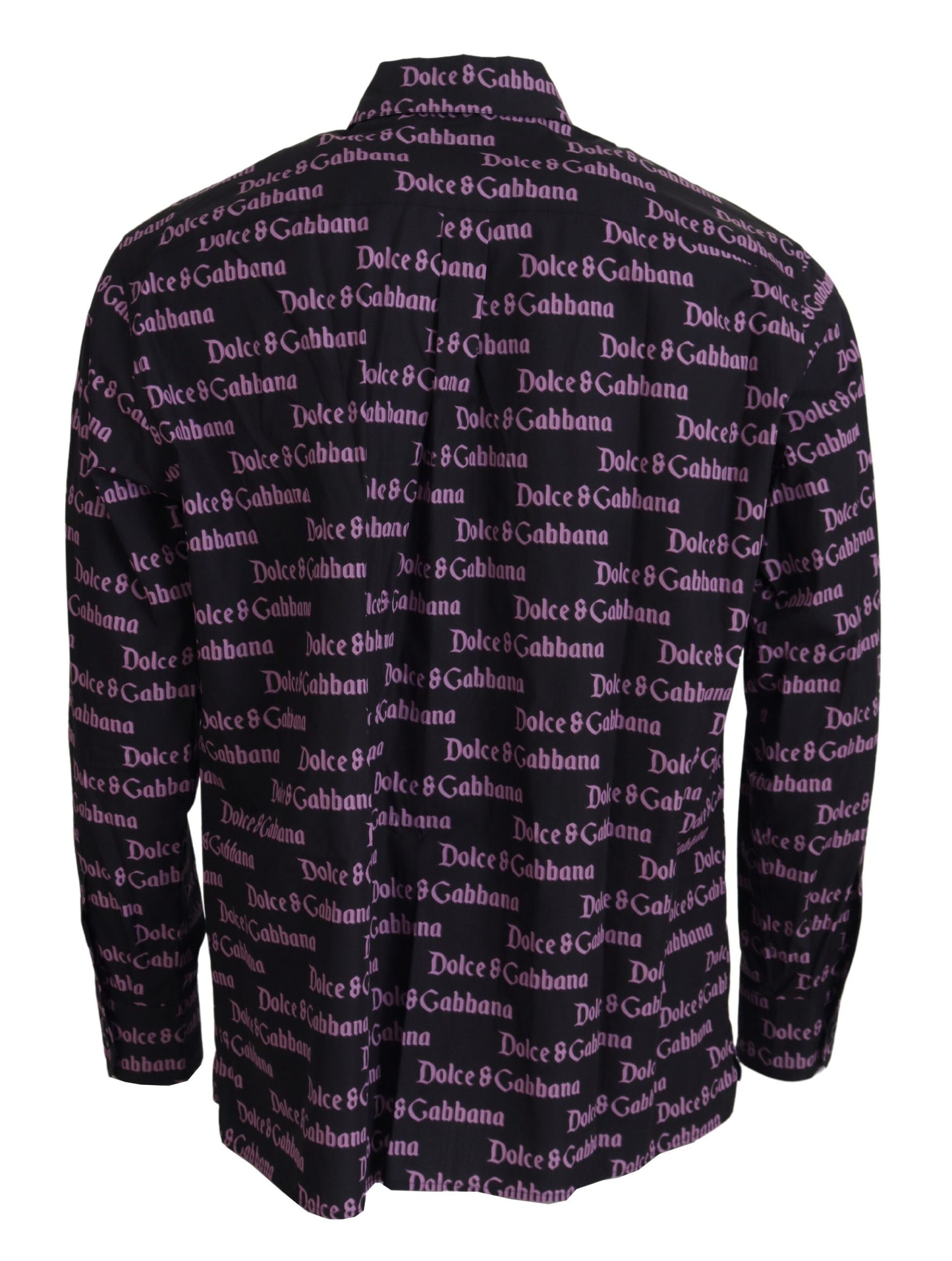 Dolce & Gabbana Svart Lila Logo Slim Dress Formal Skjorta