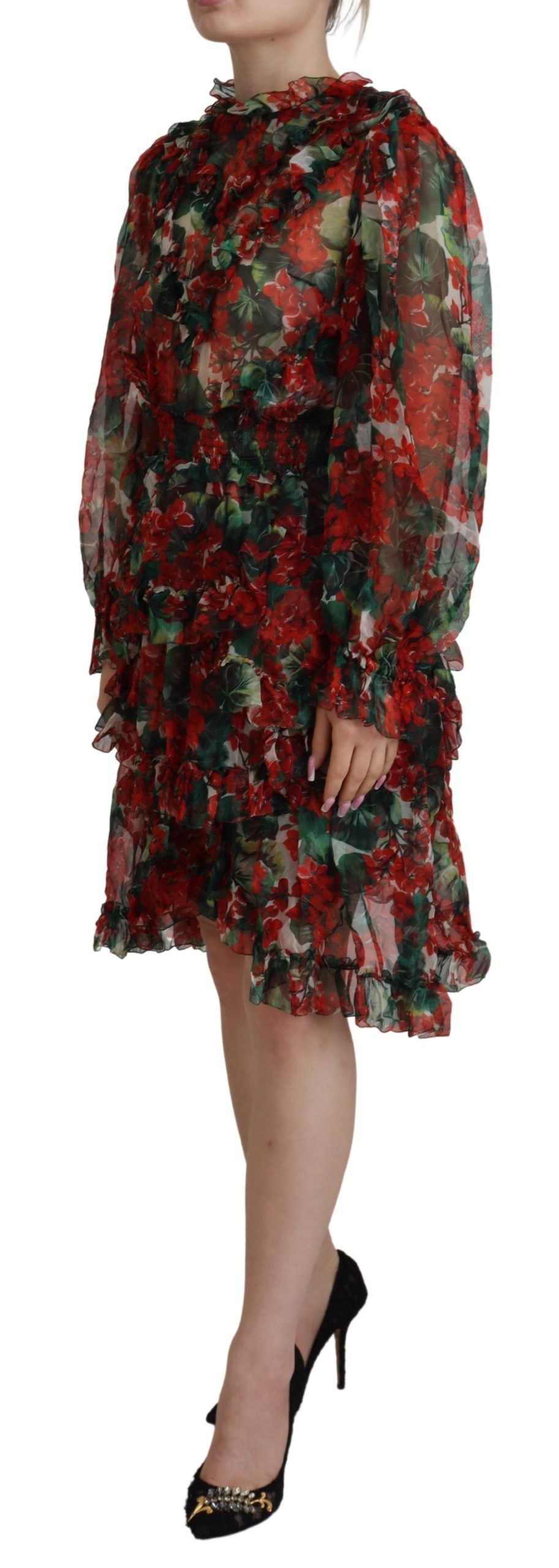 Dolce & Gabbana Flerfärgad Geranium A-linjeformad Knälång Klänning