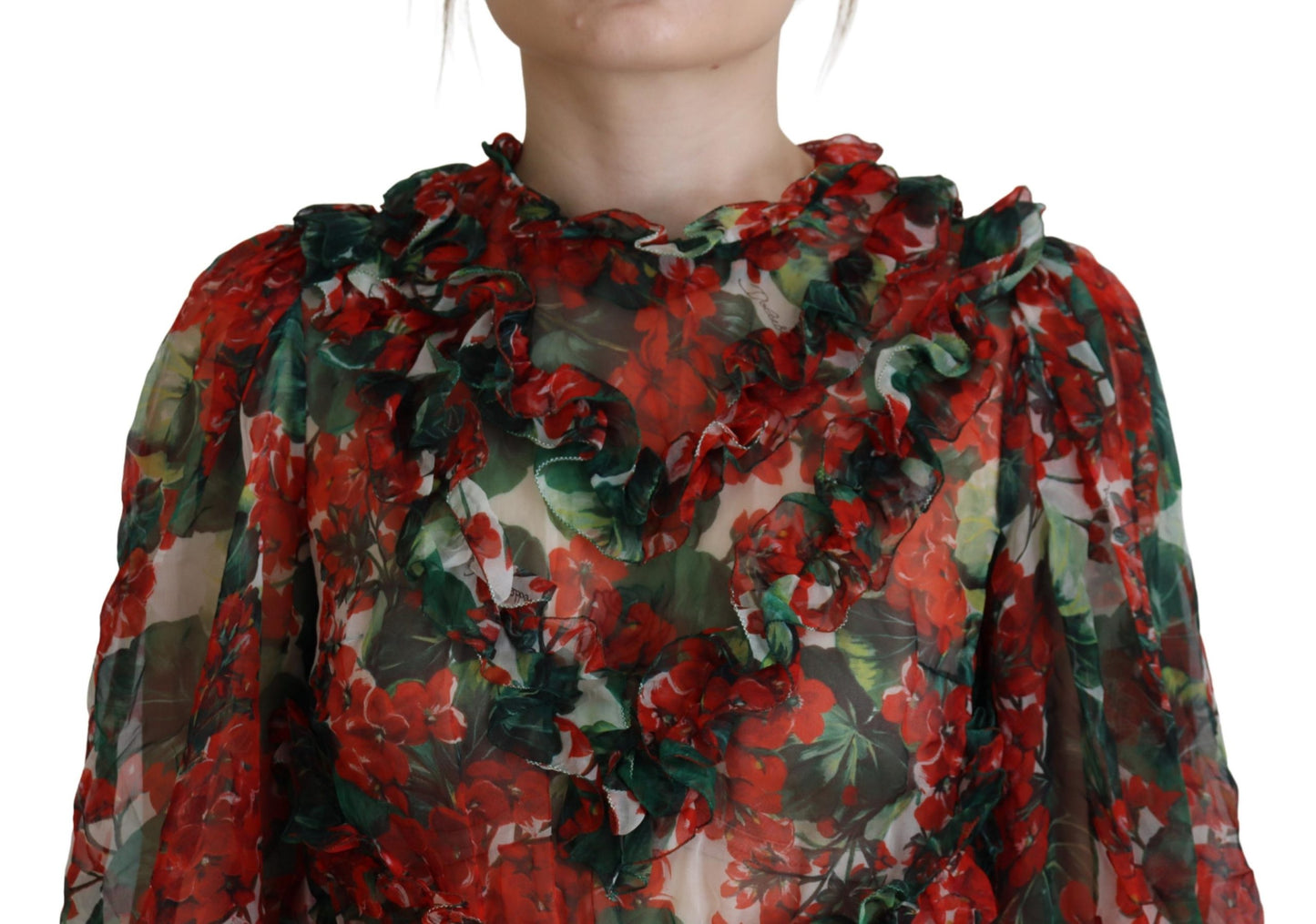 Dolce & Gabbana Flerfärgad Geranium A-linjeformad Knälång Klänning