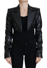 Dolce & Gabbana svart langermet crop blazer bomullsjakke