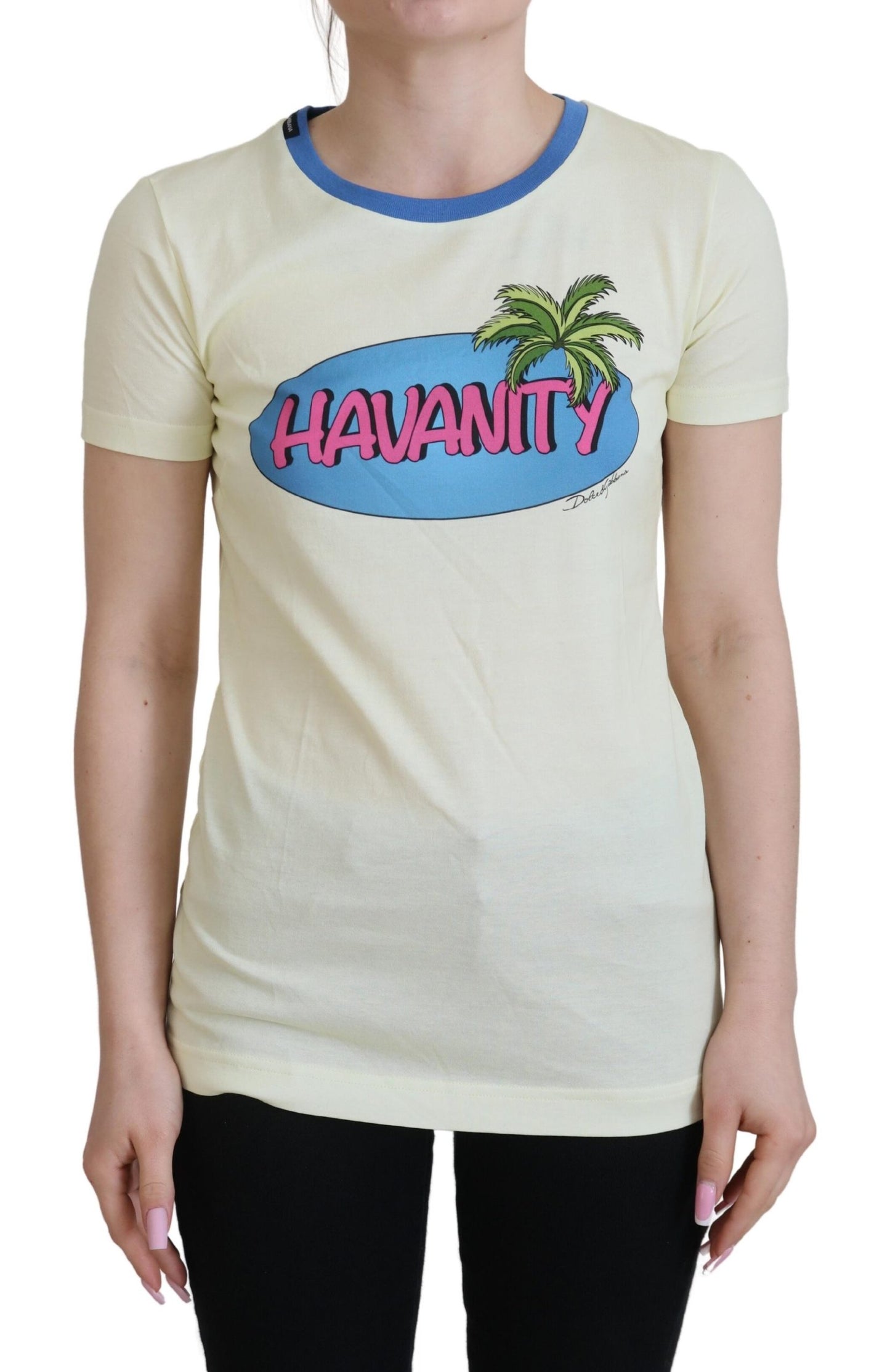 Dolce & Gabbana Gul Havanity Rundhalsad T-shirt i bomull