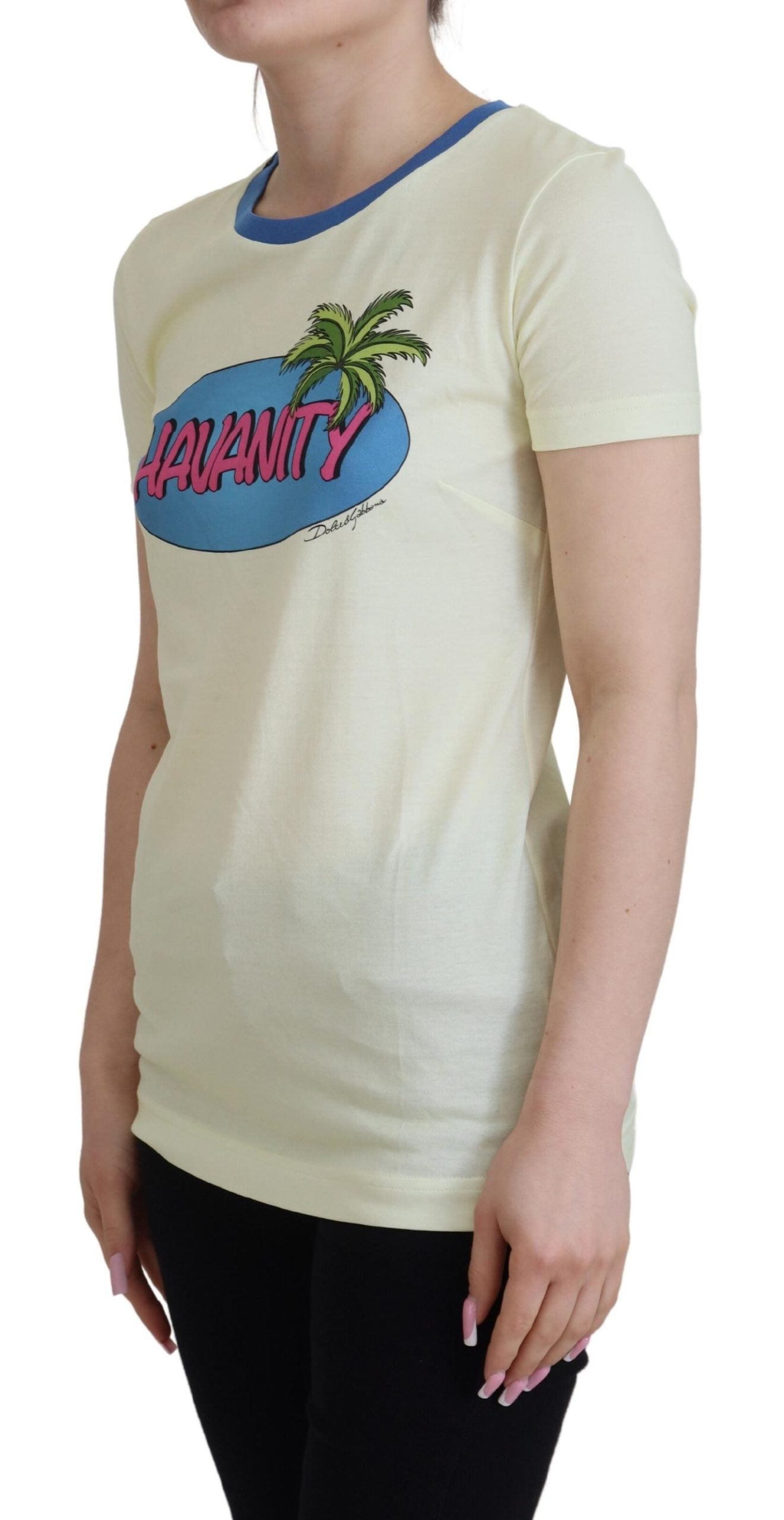 Dolce & Gabbana Gul Havanity Rundhalsad T-shirt i bomull