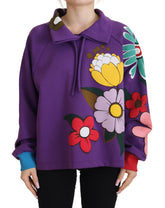 Dolce & Gabbana Lilla Blomsterprint Pullover Bomullsgenser