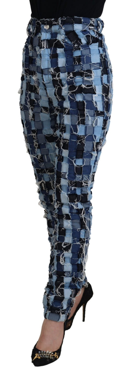 Dolce & Gabbana Flerfärgade Patchwork Bomullsdenimjeans
