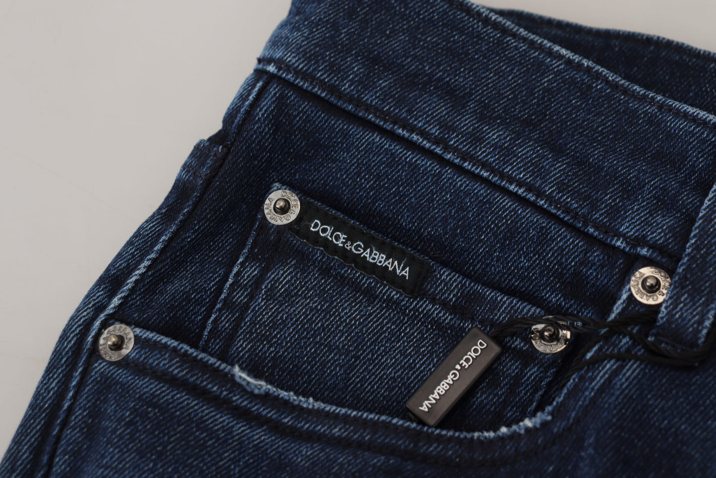 Dolce & Gabbana Blå Bomulls Skinny Trasiga Denim Jeans