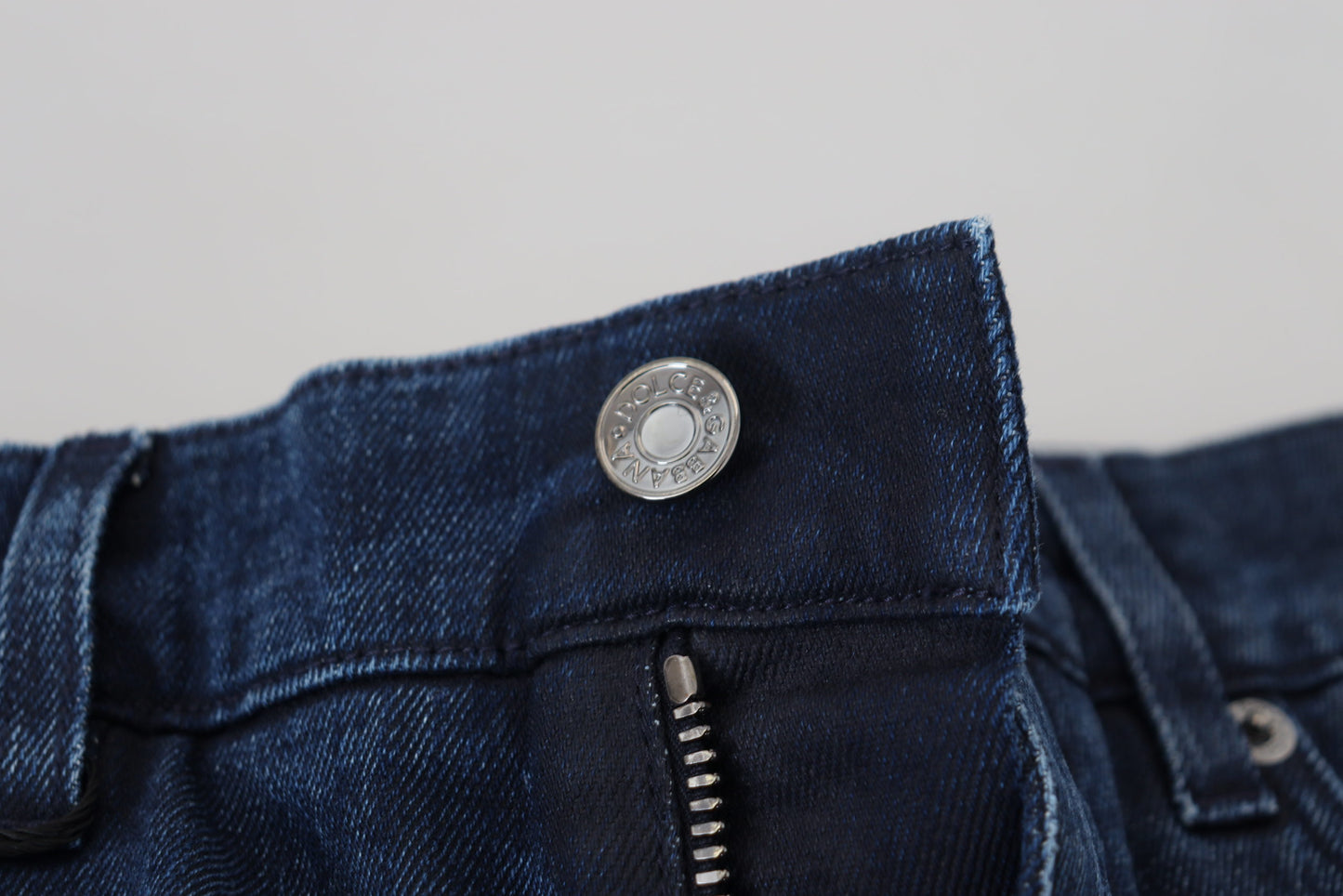 Dolce & Gabbana Blå Bomulls Skinny Trasiga Denim Jeans