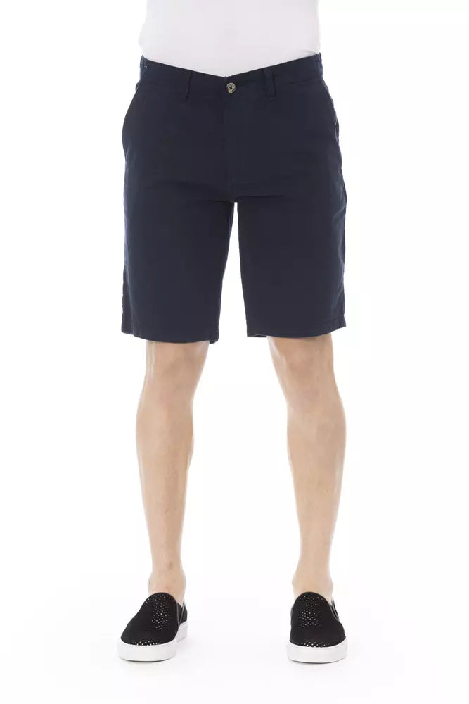 Blå bomullsbermudashorts för män