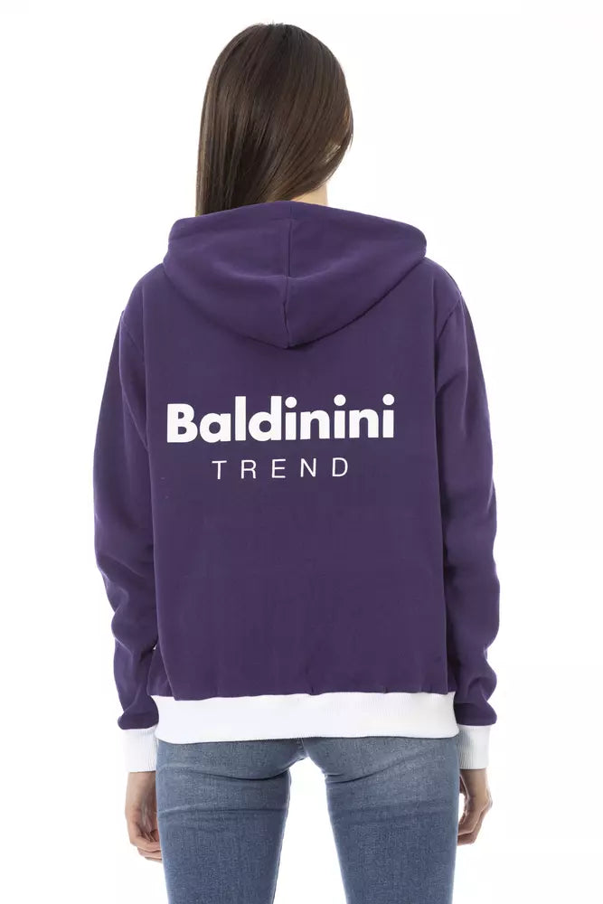 Baldinini Trend Lilla Bomullsgenser Med Justerbar Hette Til Dame