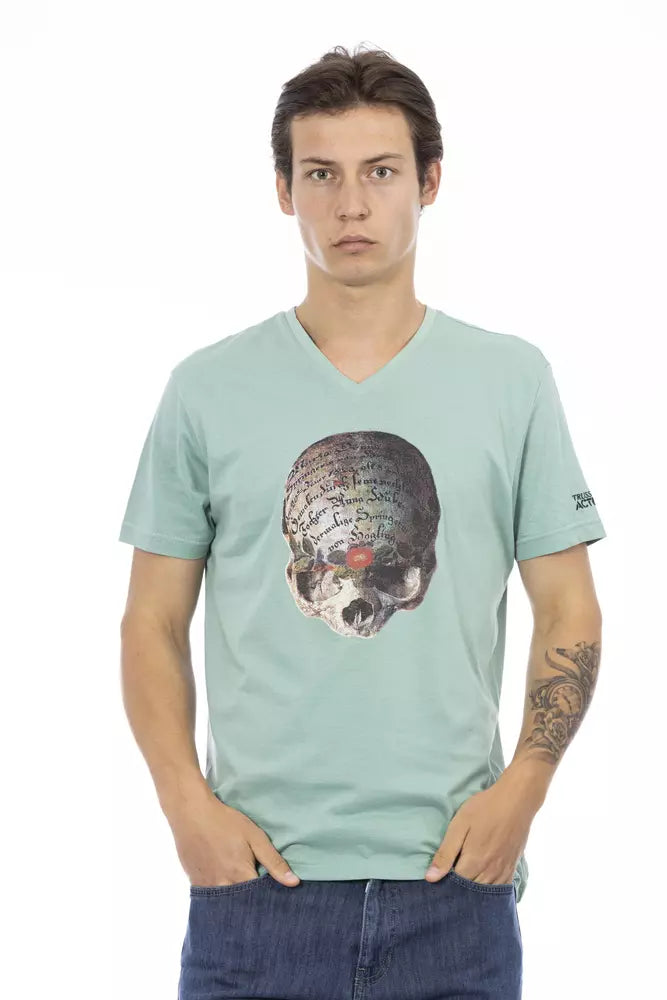 Trussardi Action Grön Bomull Herr T-shirt med V-ringning