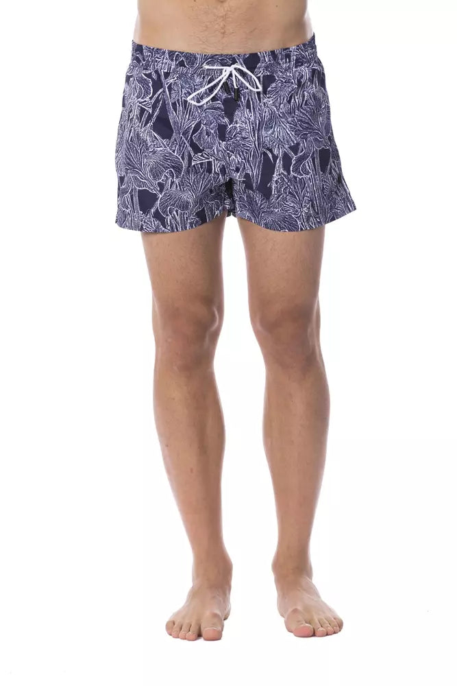 Blå polyester herr baddräkt