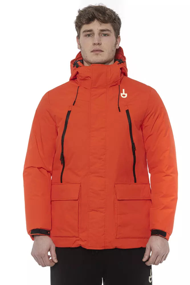 Tond röd polyester herrjacka
