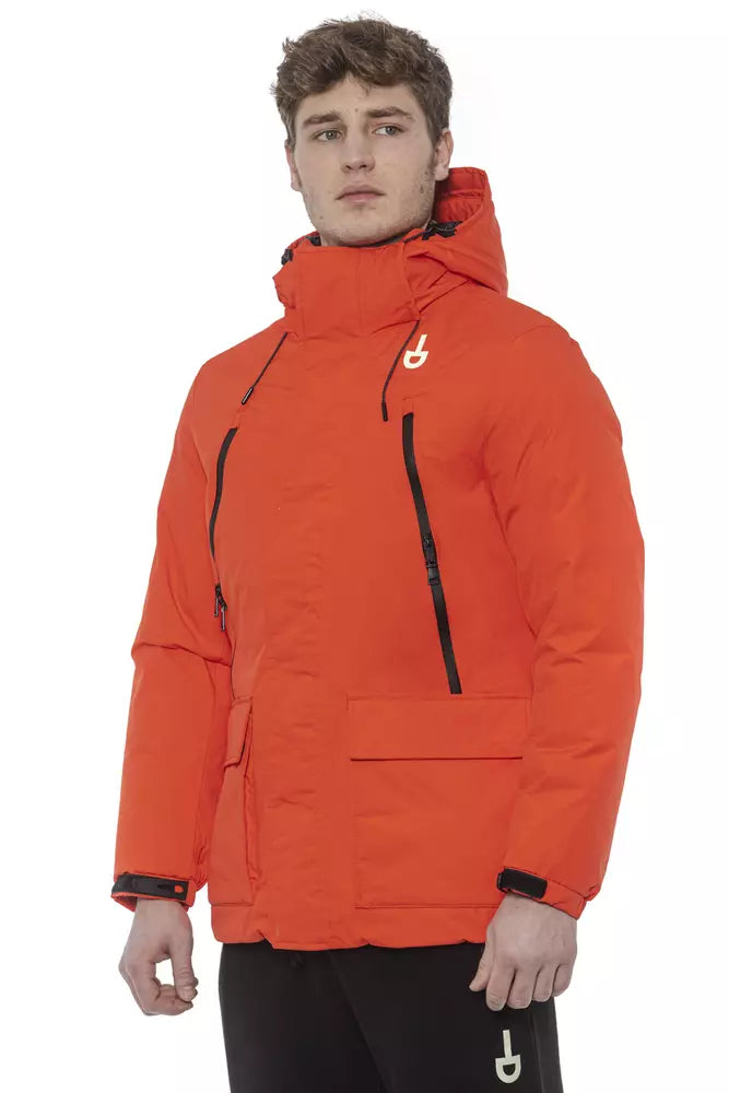 Tond röd polyester herrjacka